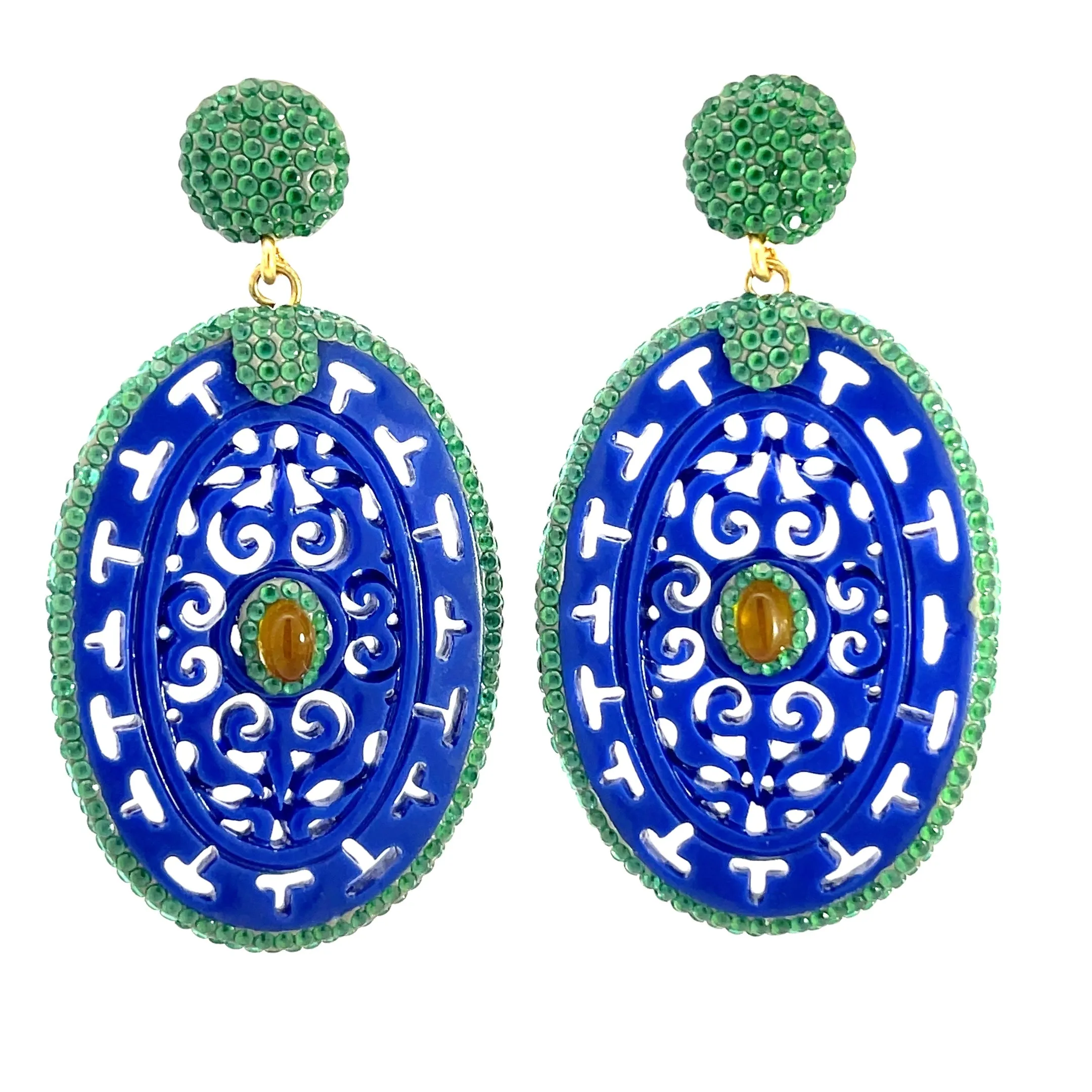 Oval Crystal 925 Sterling Silver Earrings