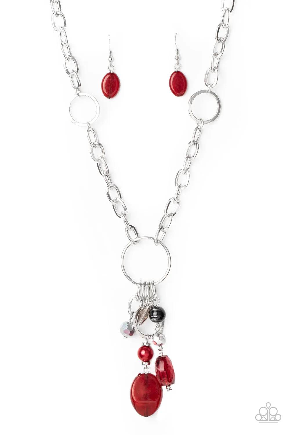 Paparazzi Lay Down Your CHARMS - Red Necklace
