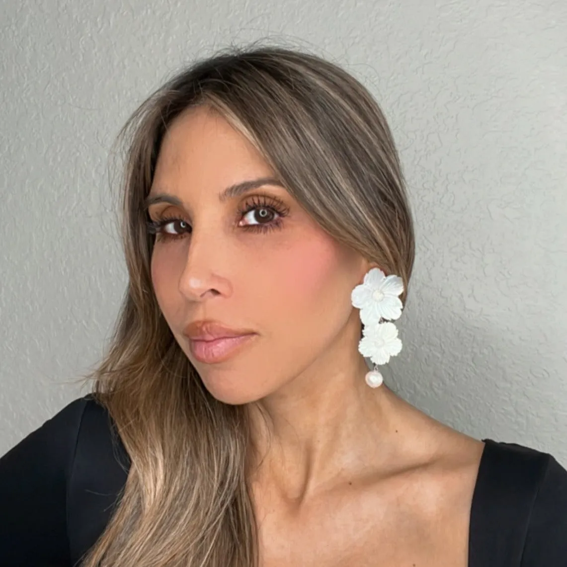 Pearl Flower Crystal Earring