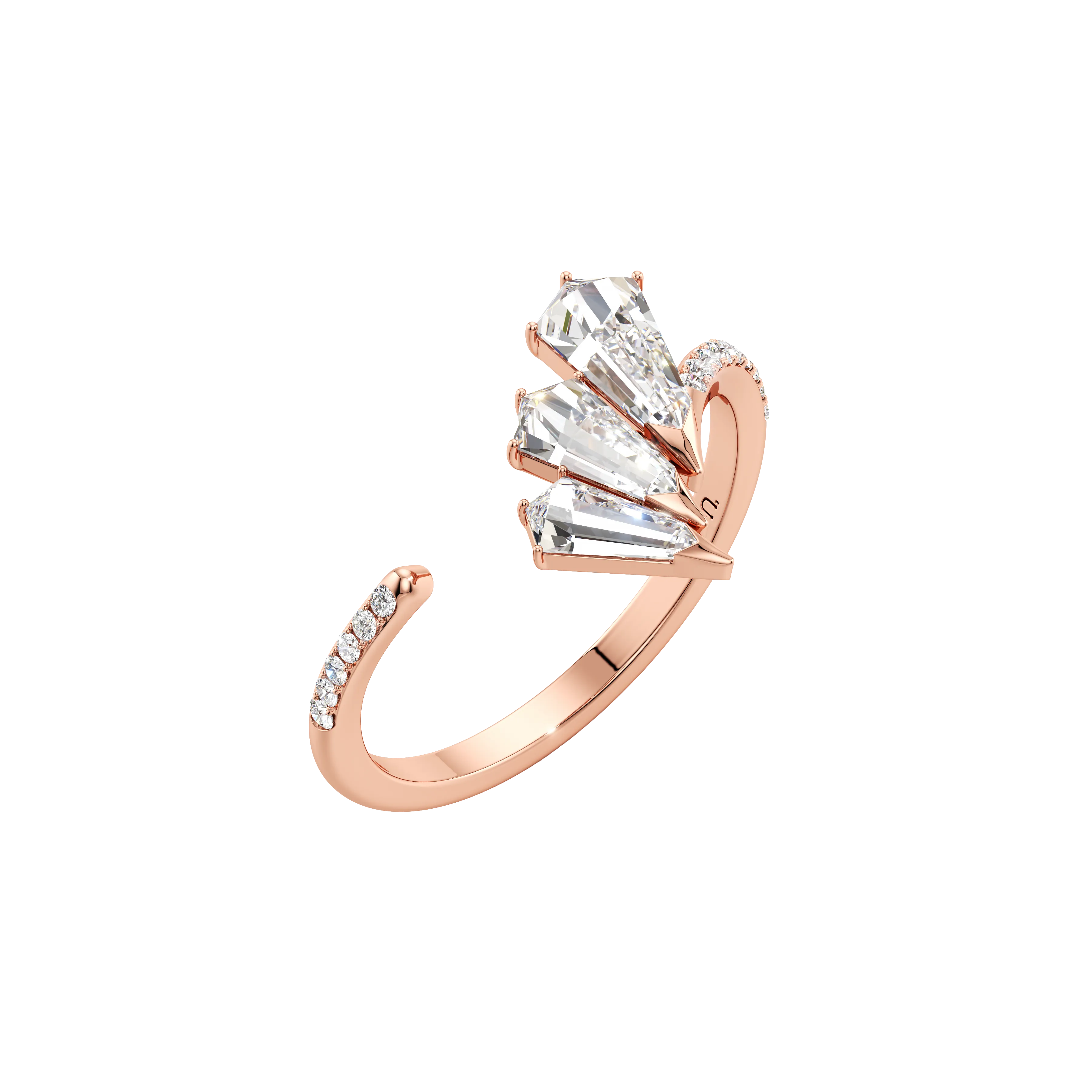 Phoenix feather pavé ring
