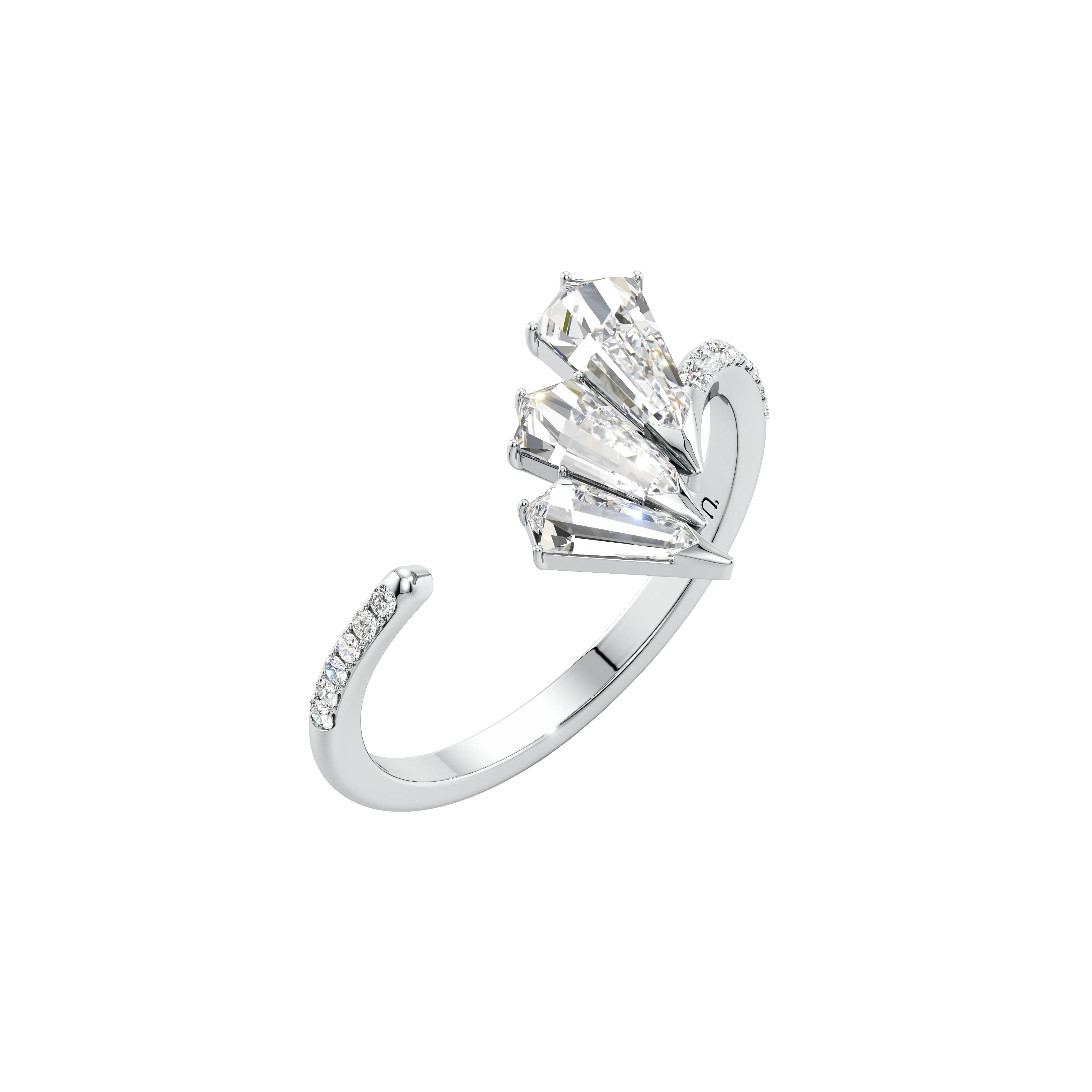 Phoenix feather pavé ring