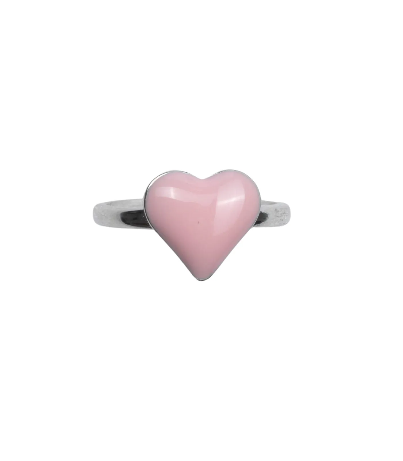 Pink Heart Finger Ring (Silver)