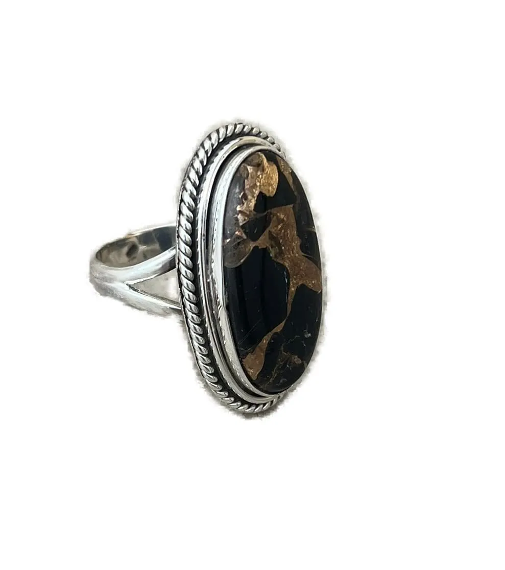 Rare Shungite Turquoise Ring, 925 Silver Ring, Black Oyster Turquoise Jewelry, Wedding Rings, Mother Gifts, Boho Ring, Trending Jewelry, Statement Ring, Vintage Style, Gift For Her, Birthday Ring