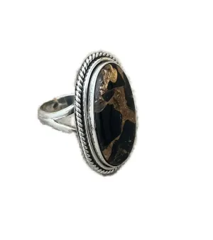 Rare Shungite Turquoise Ring, 925 Silver Ring, Black Oyster Turquoise Jewelry, Wedding Rings, Mother Gifts, Boho Ring, Trending Jewelry, Statement Ring, Vintage Style, Gift For Her, Birthday Ring