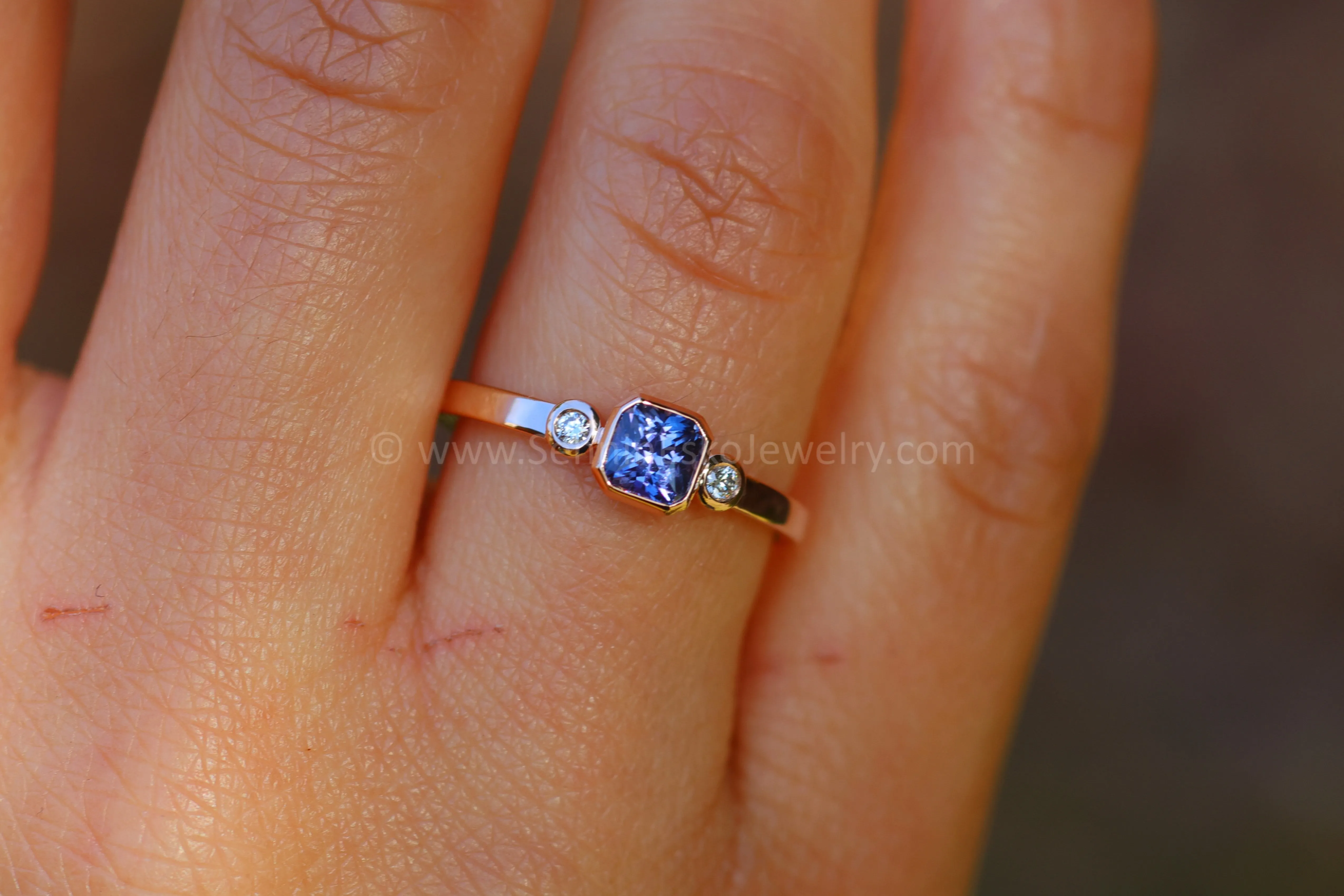 READY TO SHIP 0.59 Carat Purple Sapphire & Diamond Ring - SIZE 7