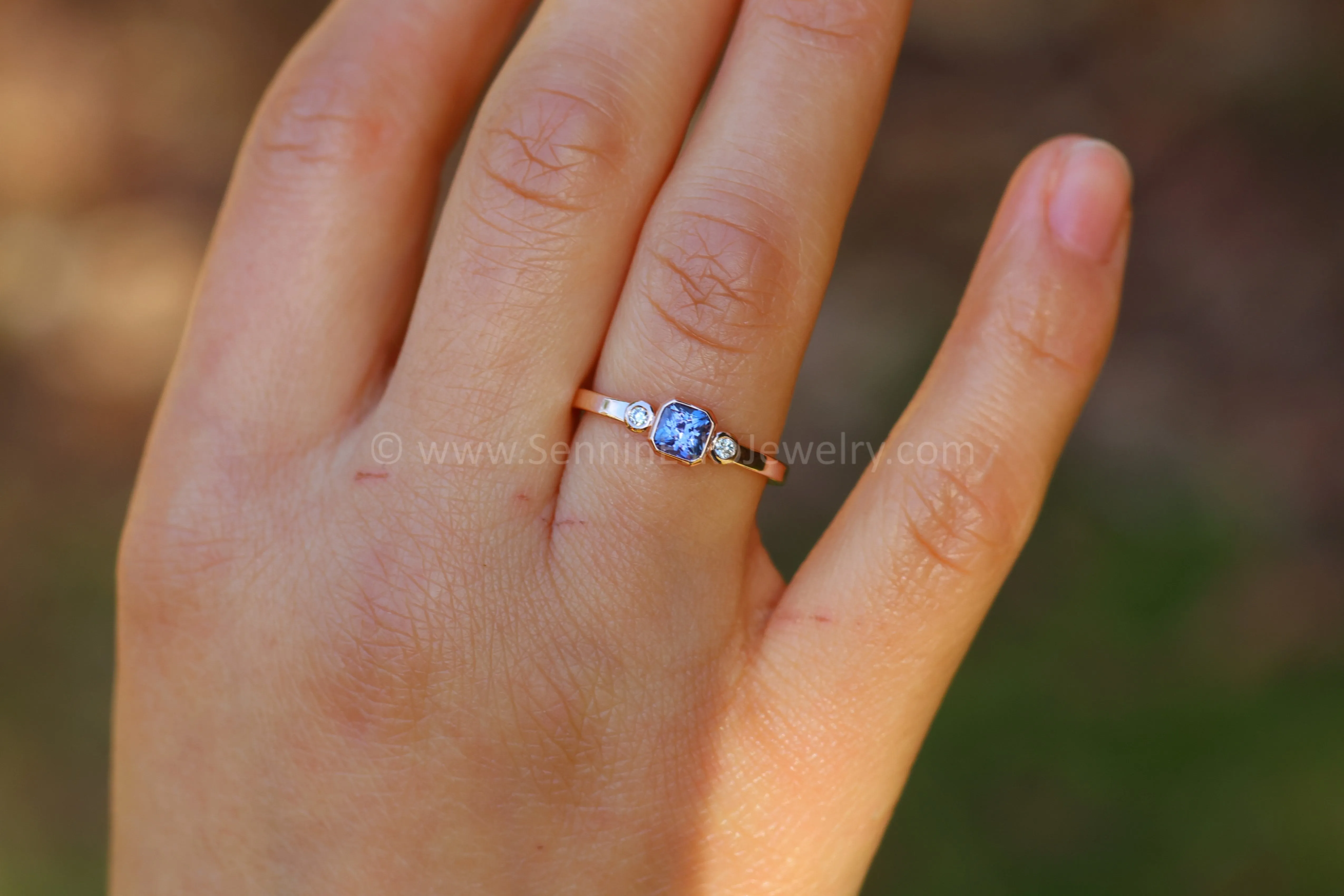 READY TO SHIP 0.59 Carat Purple Sapphire & Diamond Ring - SIZE 7