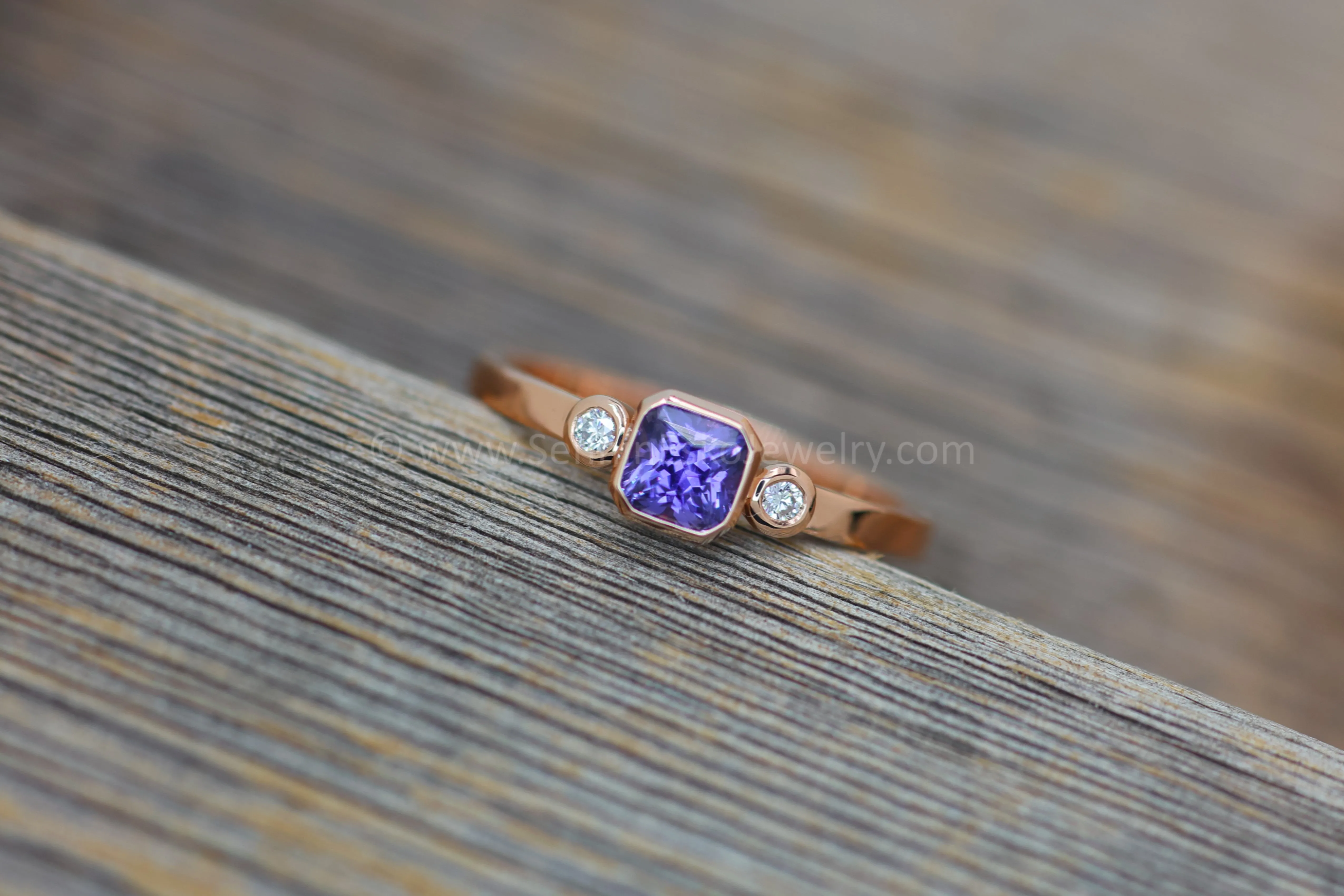 READY TO SHIP 0.59 Carat Purple Sapphire & Diamond Ring - SIZE 7