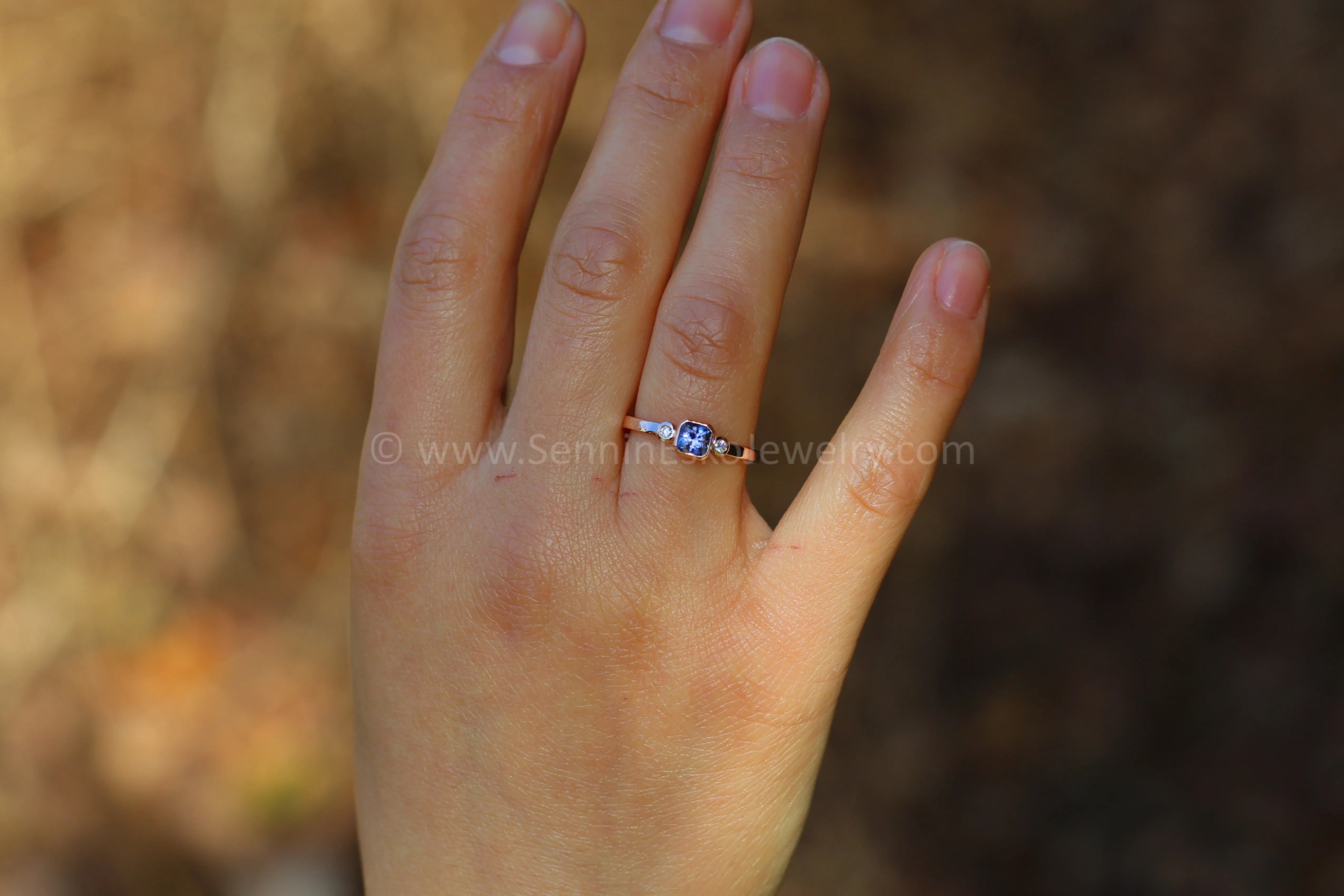 READY TO SHIP 0.59 Carat Purple Sapphire & Diamond Ring - SIZE 7