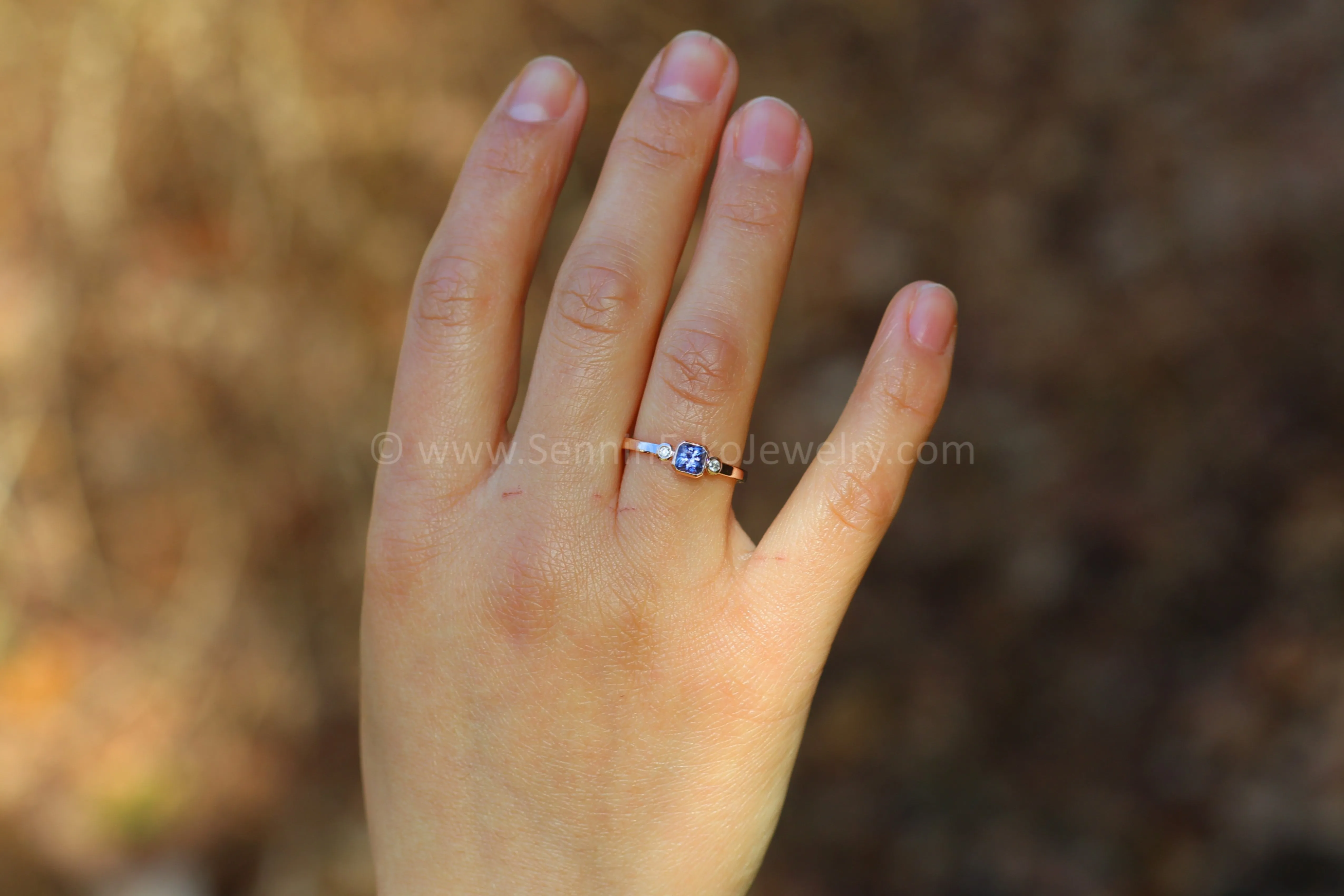 READY TO SHIP 0.59 Carat Purple Sapphire & Diamond Ring - SIZE 7