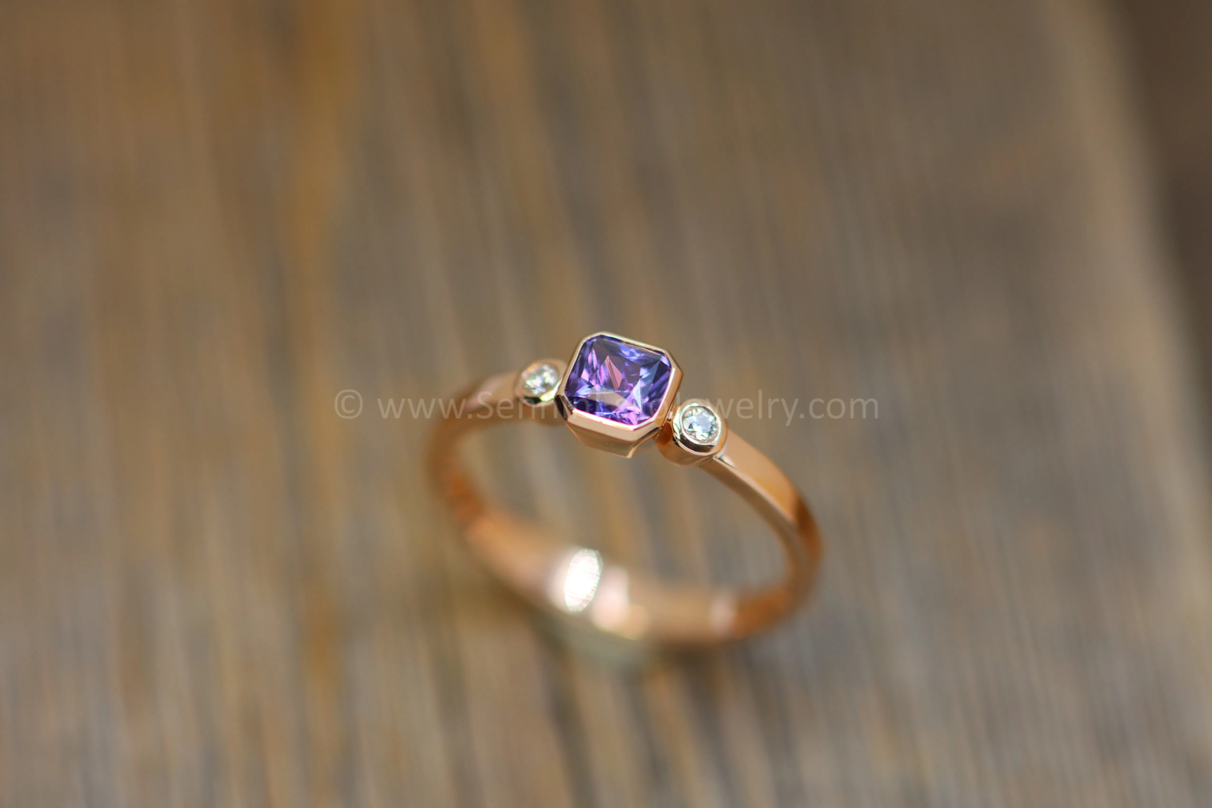READY TO SHIP 0.59 Carat Purple Sapphire & Diamond Ring - SIZE 7