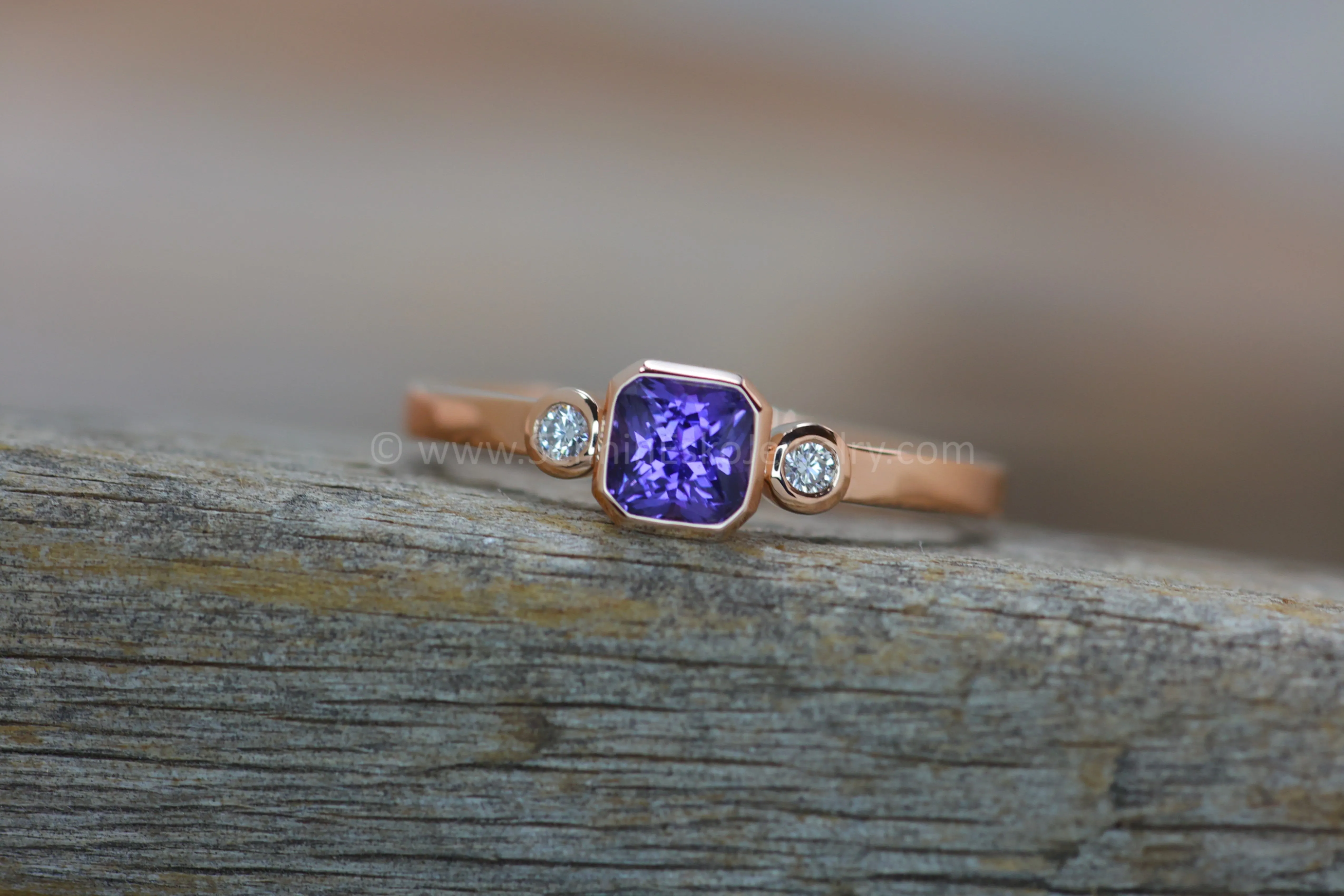 READY TO SHIP 0.59 Carat Purple Sapphire & Diamond Ring - SIZE 7