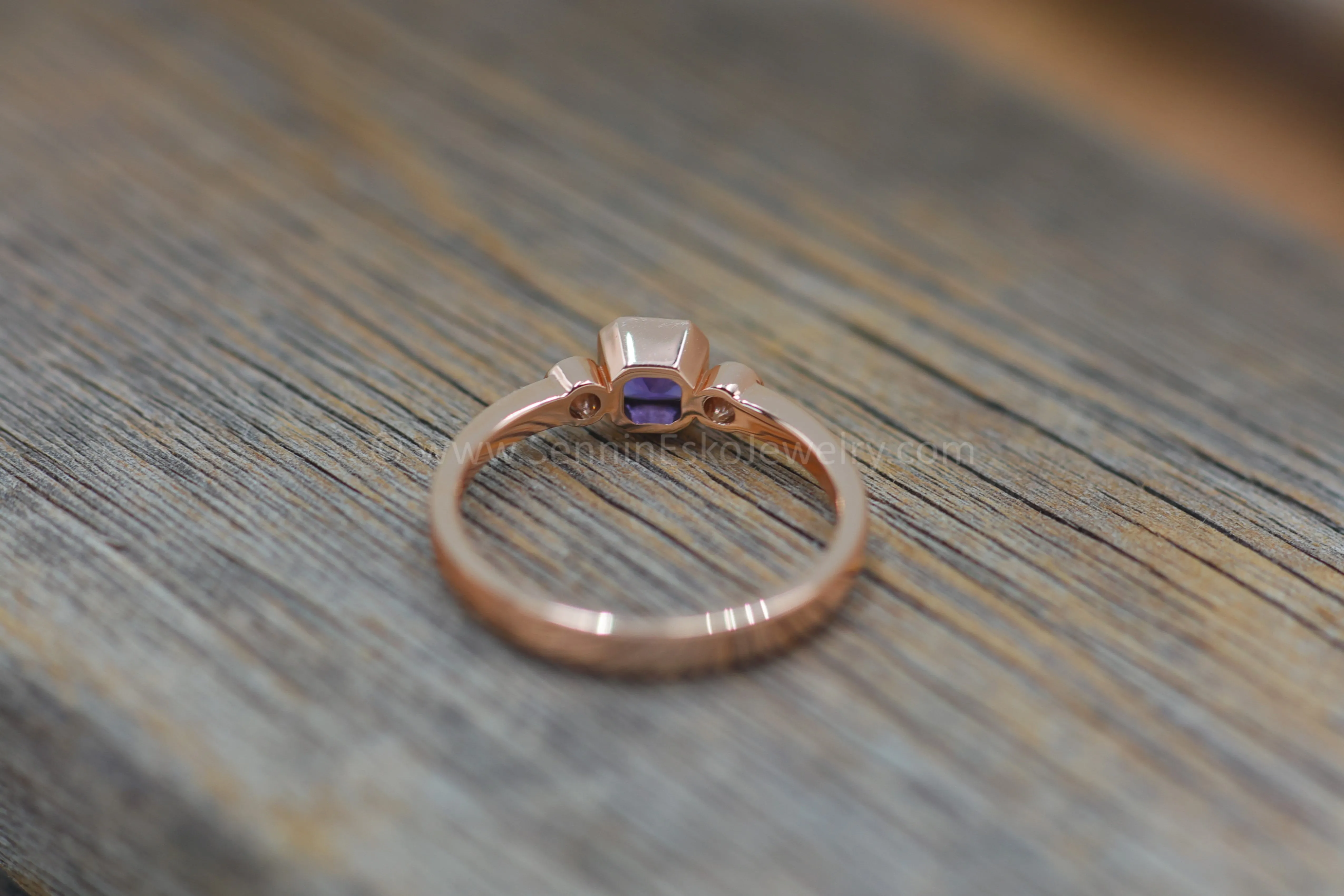 READY TO SHIP 0.59 Carat Purple Sapphire & Diamond Ring - SIZE 7