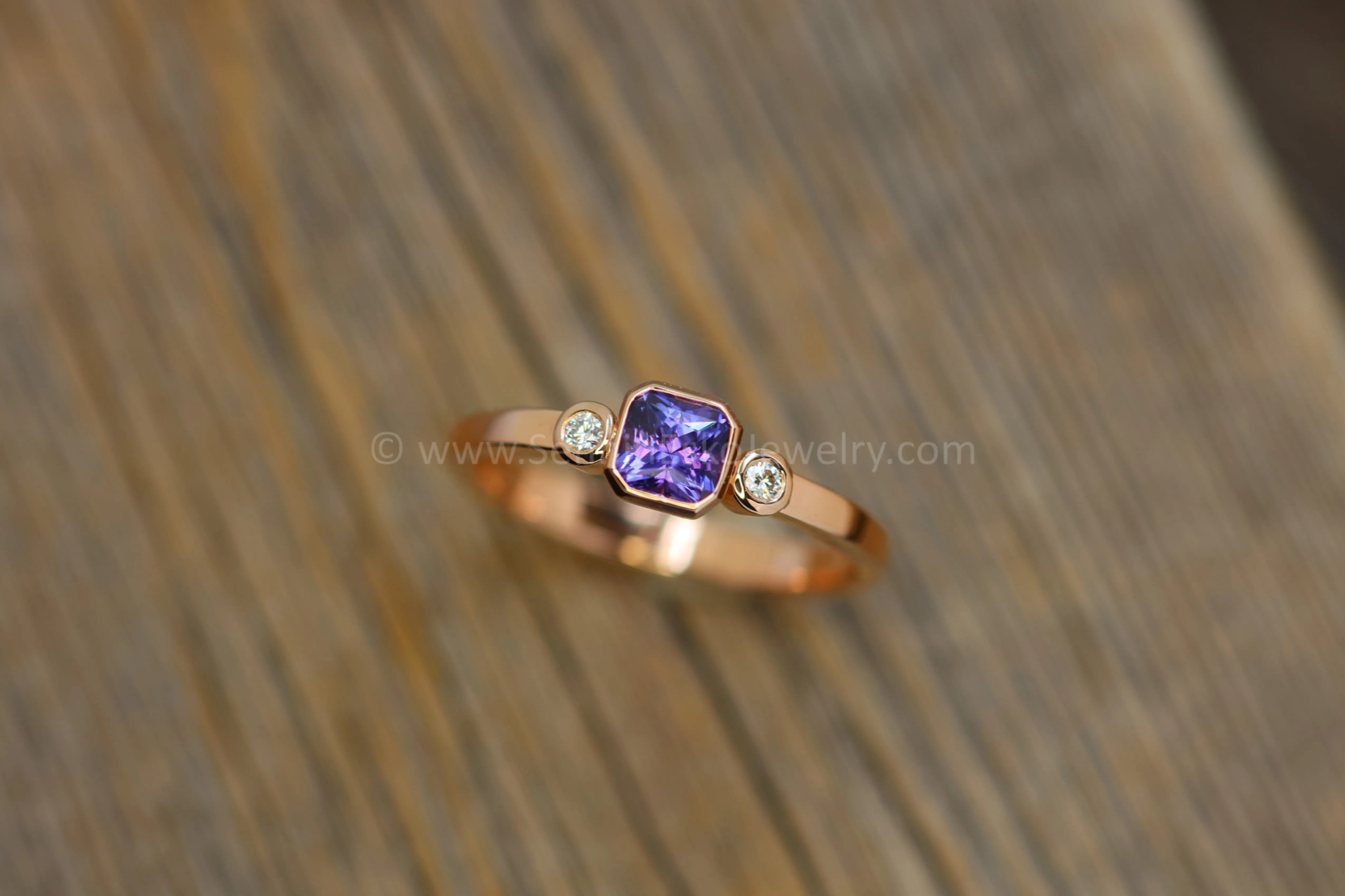 READY TO SHIP 0.59 Carat Purple Sapphire & Diamond Ring - SIZE 7