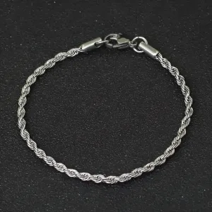 Rope Bracelet - 4mm Silver