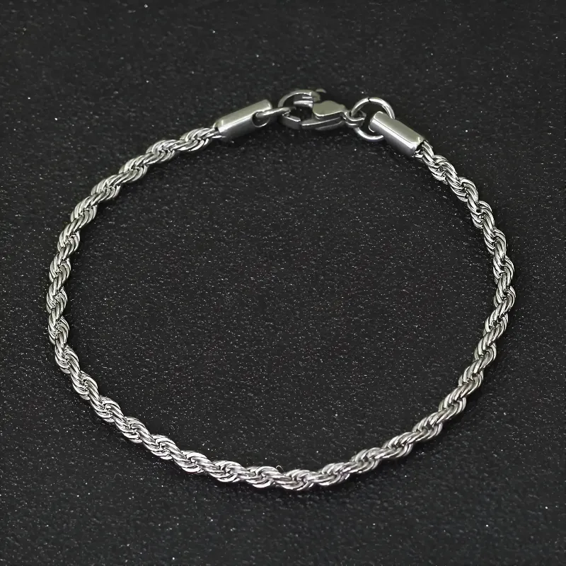 Rope Bracelet - 4mm Silver