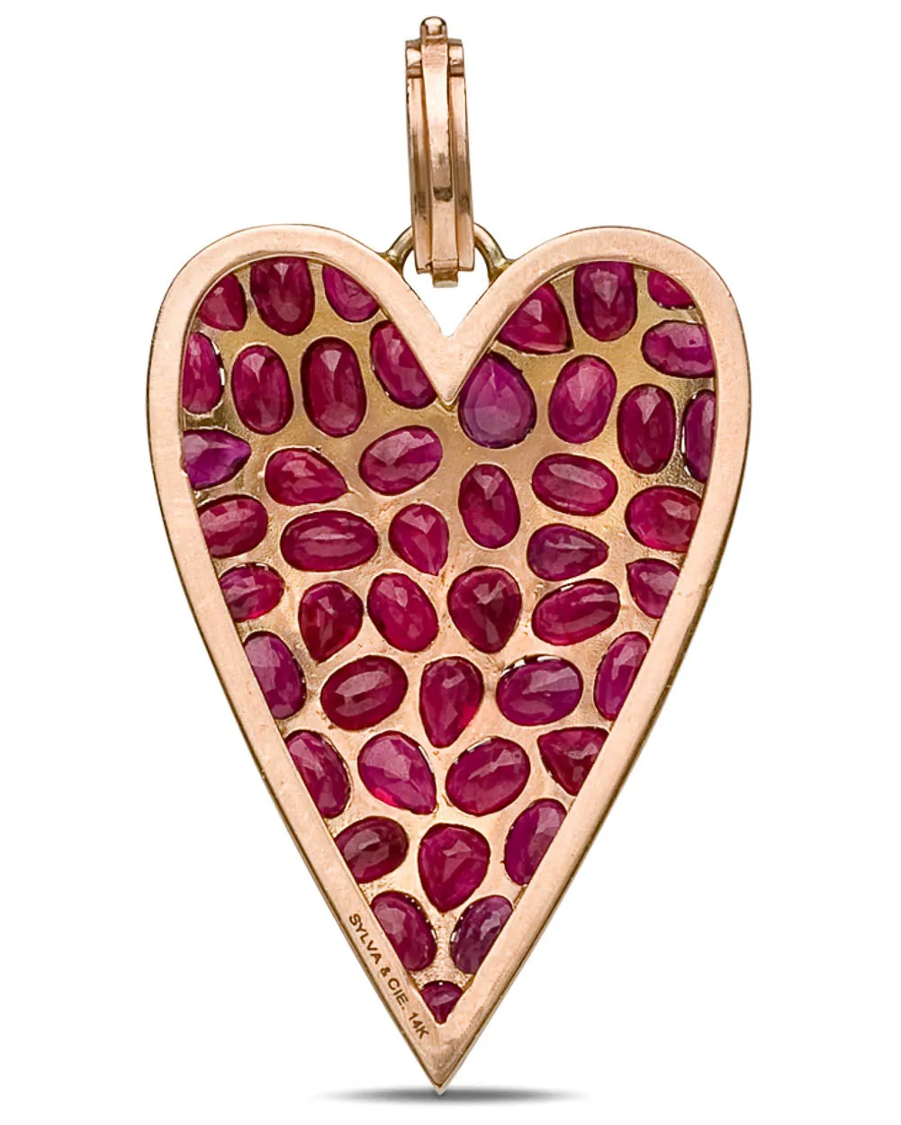 Rose Gold Burmese Ruby Large Heart Pendant