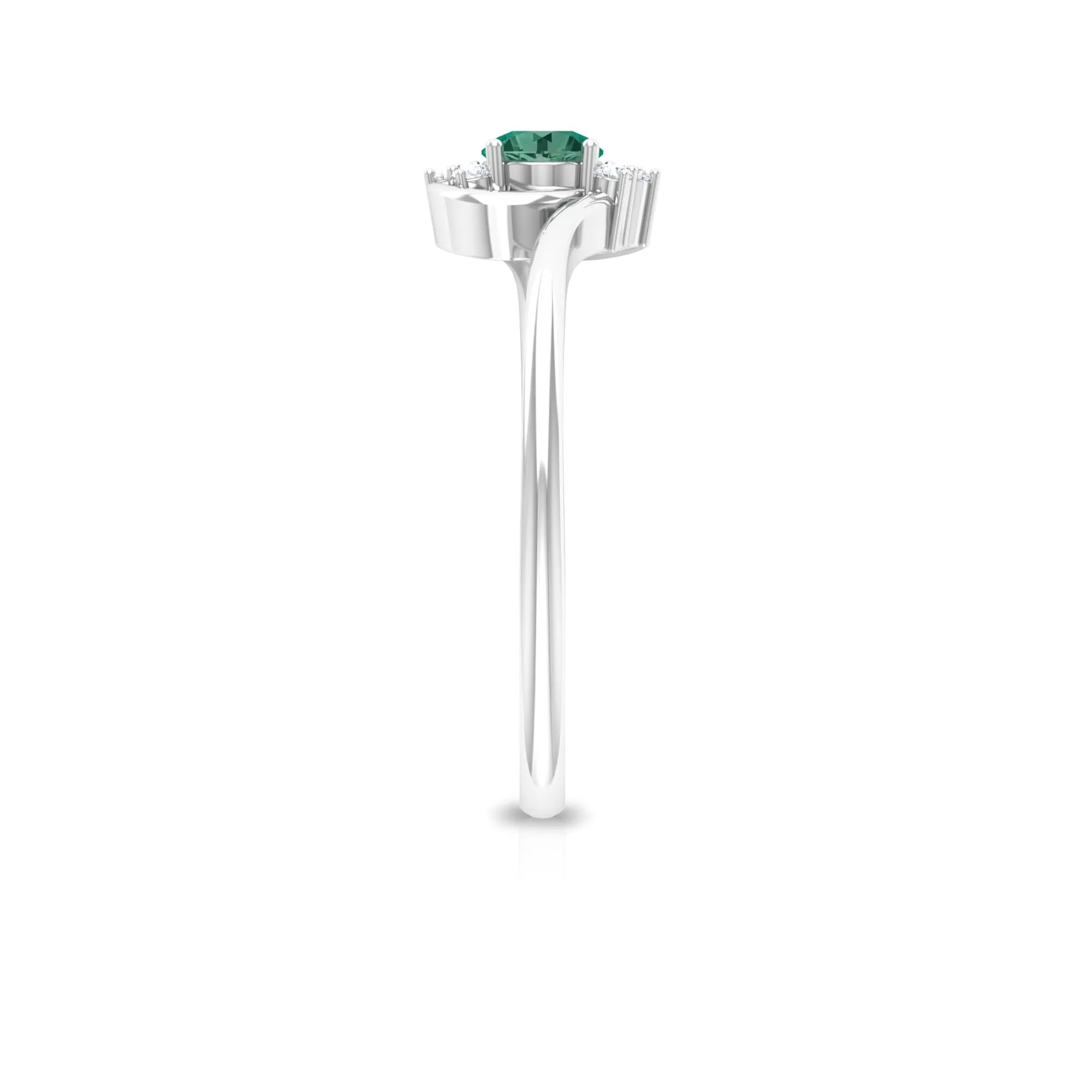 Round Green Sapphire Bypass Promise Ring with Diamond