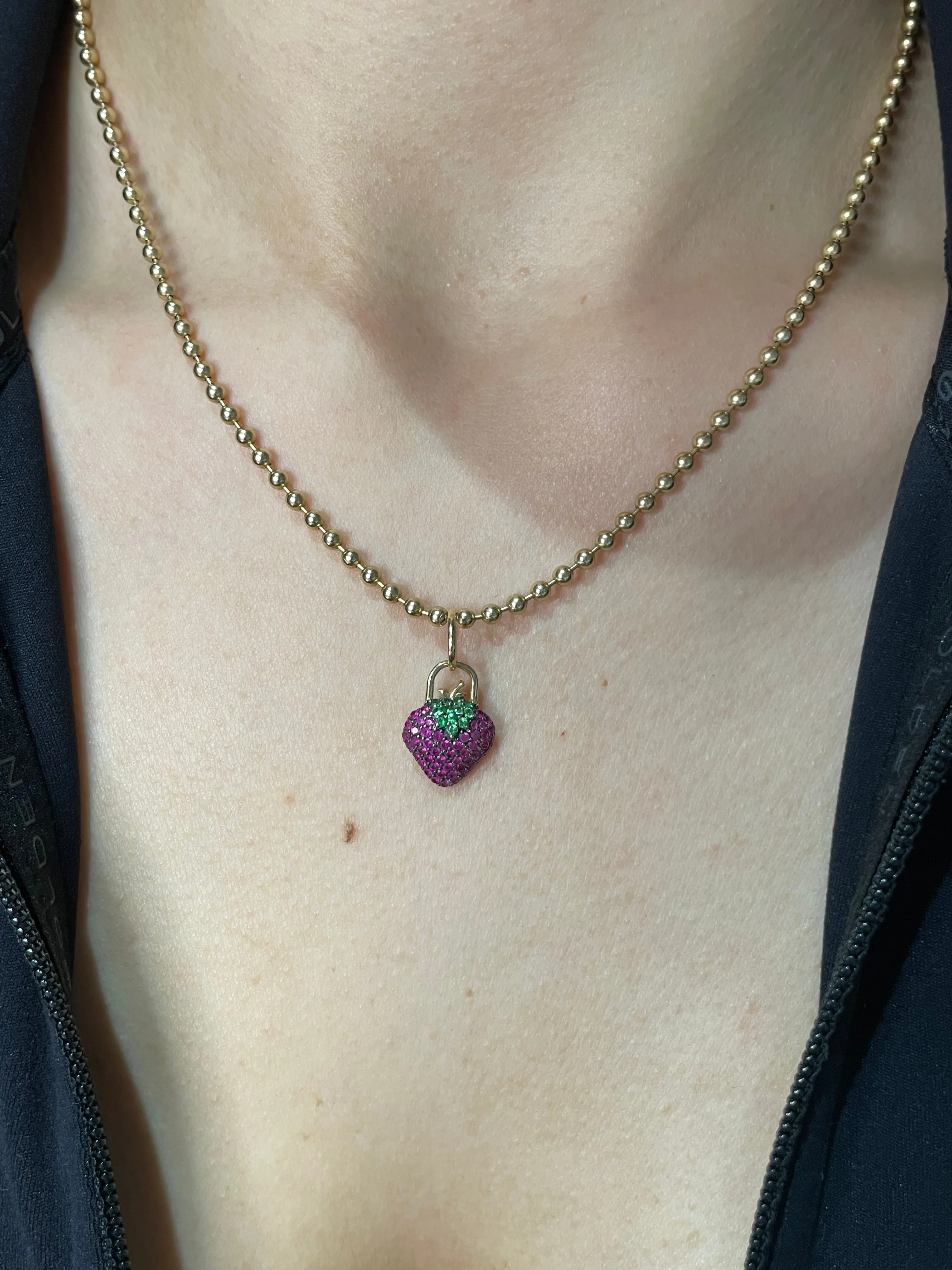 Ruby & Tsavorite Strawberry Pendant