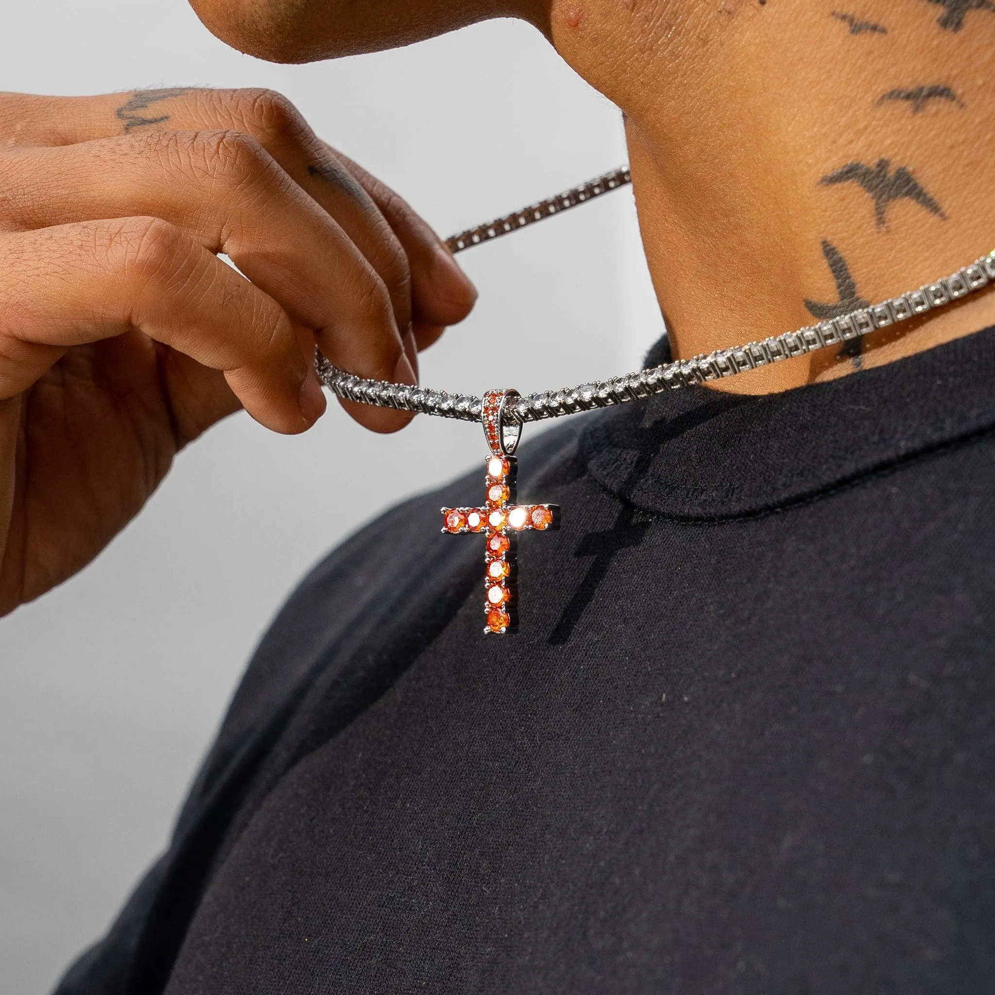 Ruby Cross Pendant - Red