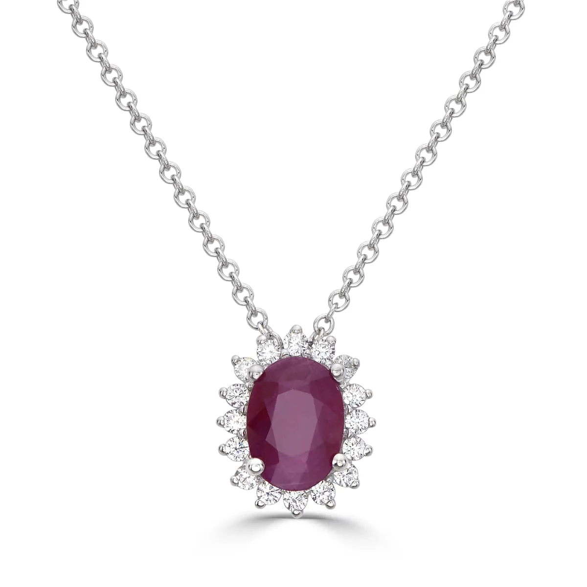 Ruby Oval & Diamond Pendant