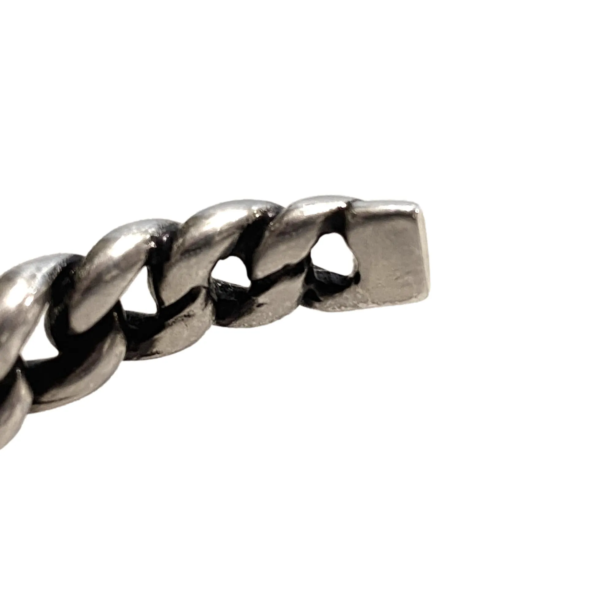 Saint Laurent Silver Gunmetal Chain Link Cuff Bracelet
