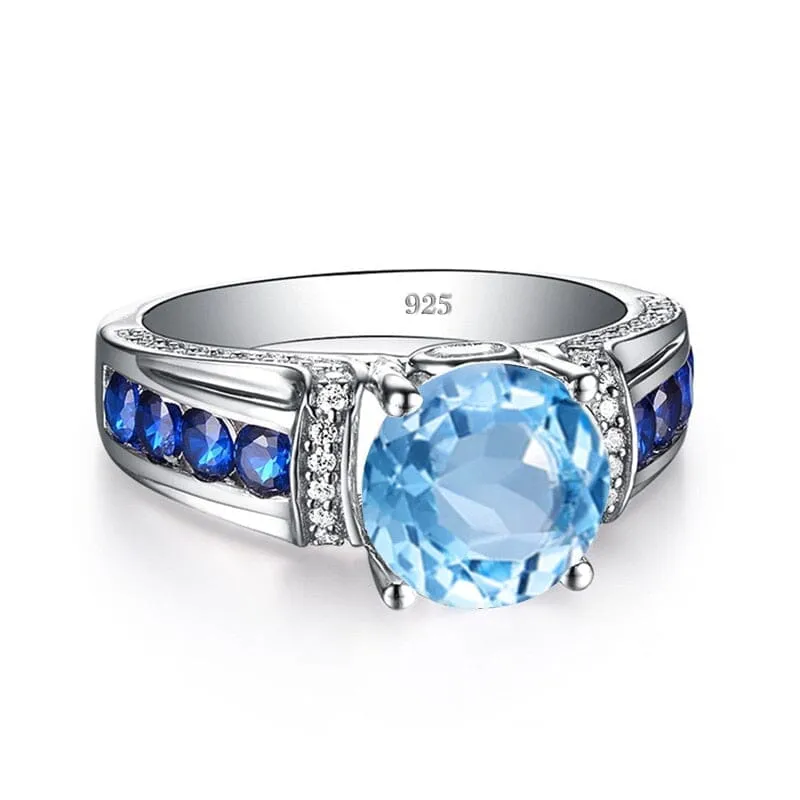 Sapphire and Blue Topaz 925 Sterling Silver Ring