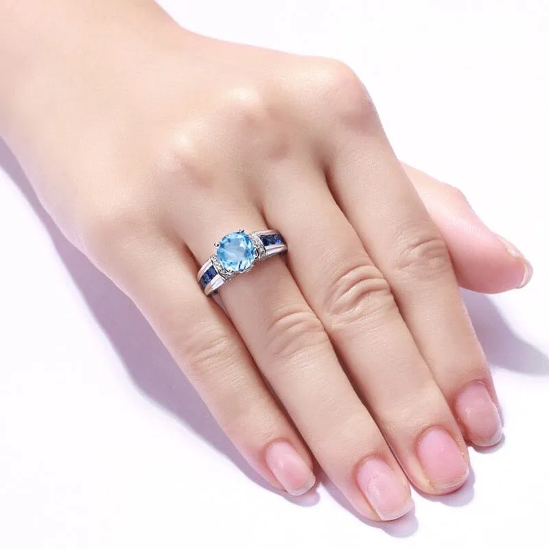Sapphire and Blue Topaz 925 Sterling Silver Ring