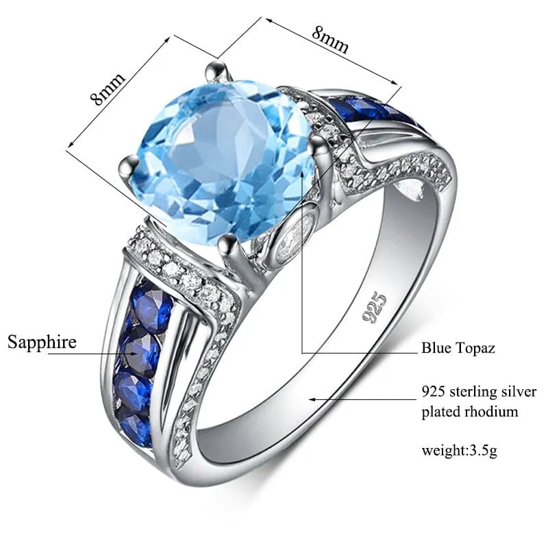 Sapphire and Blue Topaz 925 Sterling Silver Ring