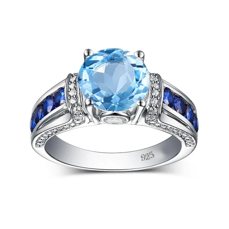 Sapphire and Blue Topaz 925 Sterling Silver Ring