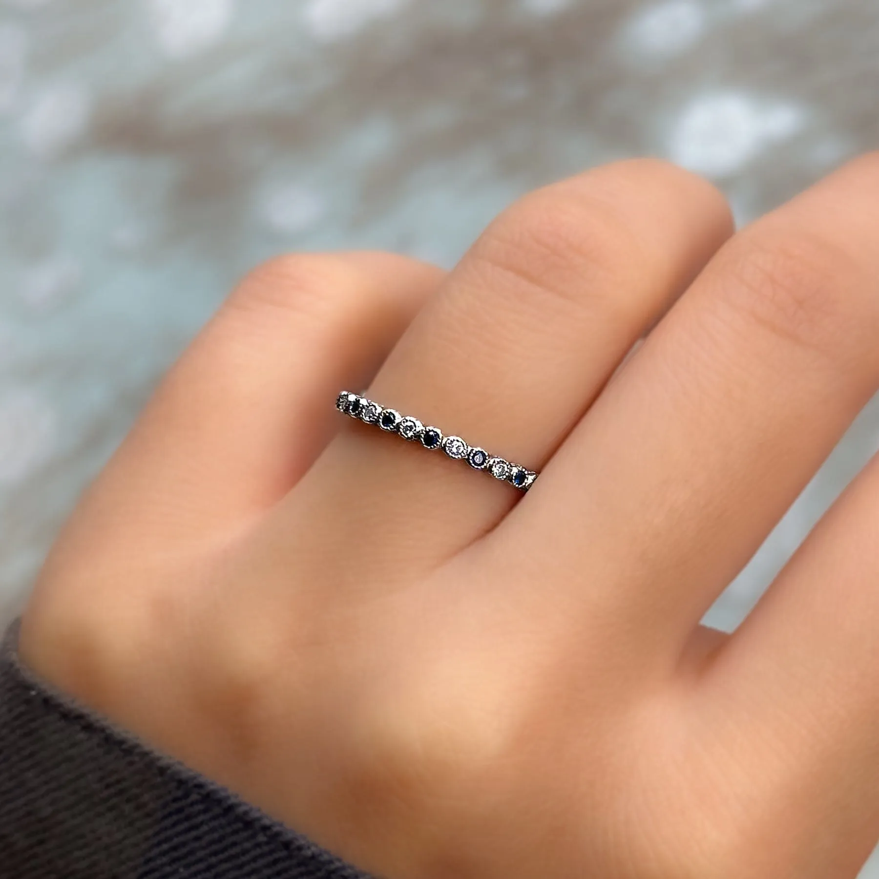Sapphire and Diamond Vintage Band