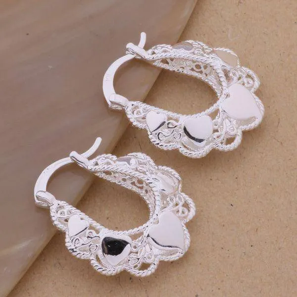 Secret Heart Silver Necklace and Earrings Set