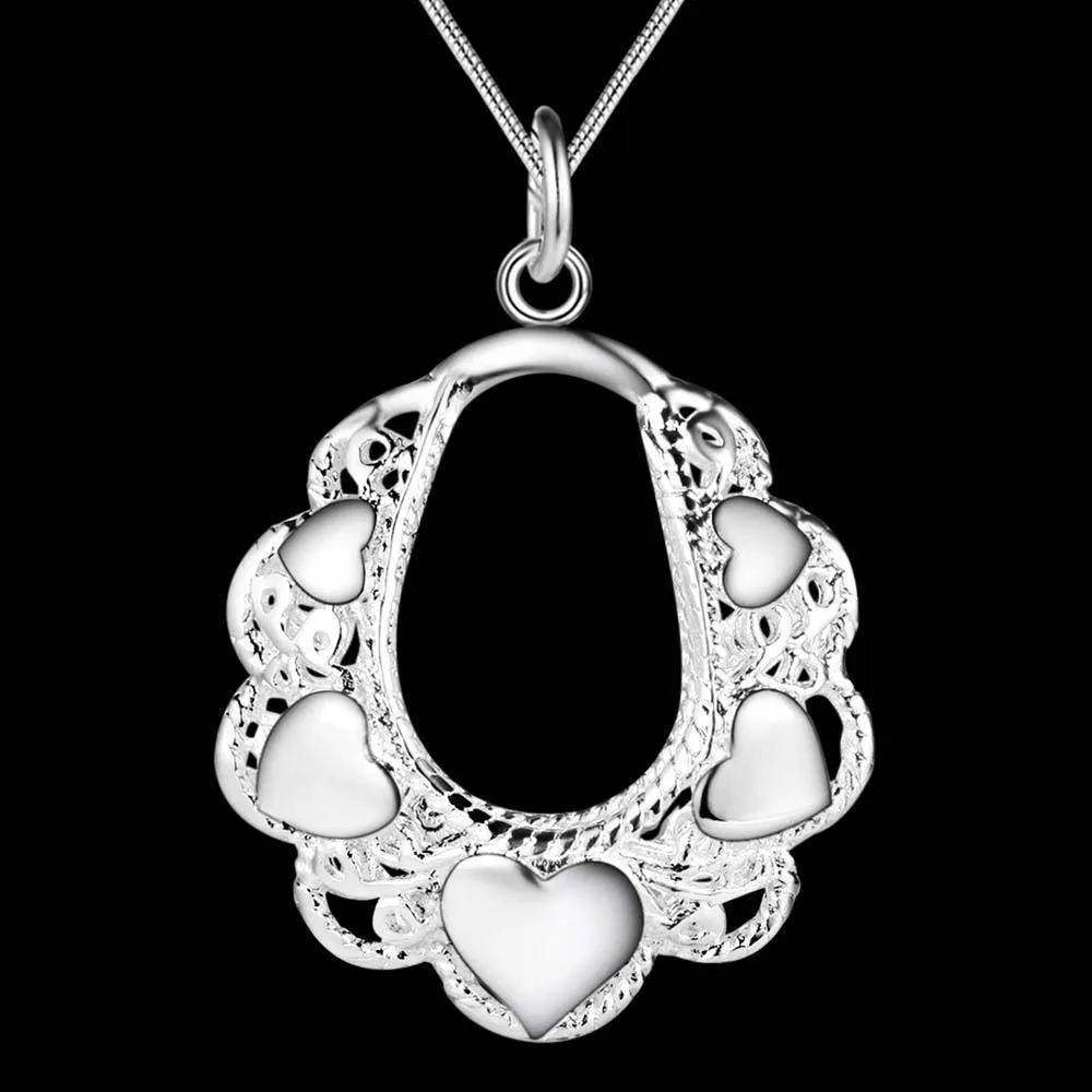 Secret Heart Silver Necklace and Earrings Set