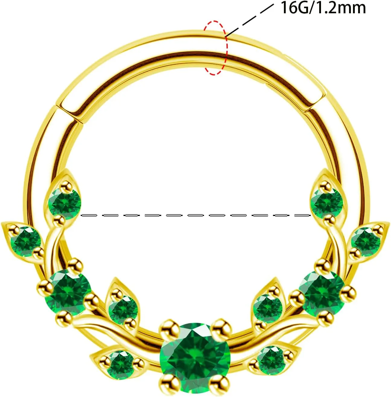 Septum Ring 16G Leaf Septum Nose Ring 316L Stainless Steel Vine Septum Piercing Daith Piercing Jewelry Conch Helix Earring Cartilage Earring for Women Men