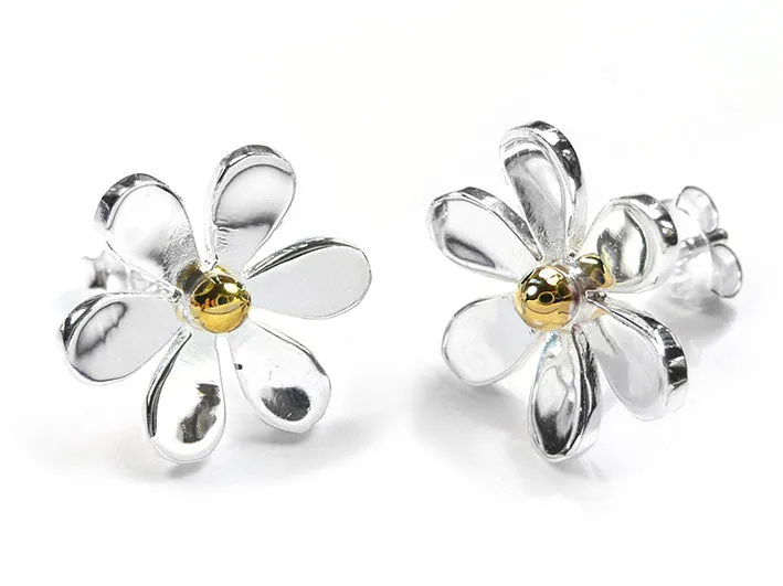 Silver Earrings - Large Flower