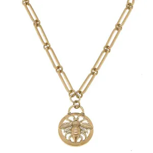 Skyler Bee Pendant Necklace in Worn Gold
