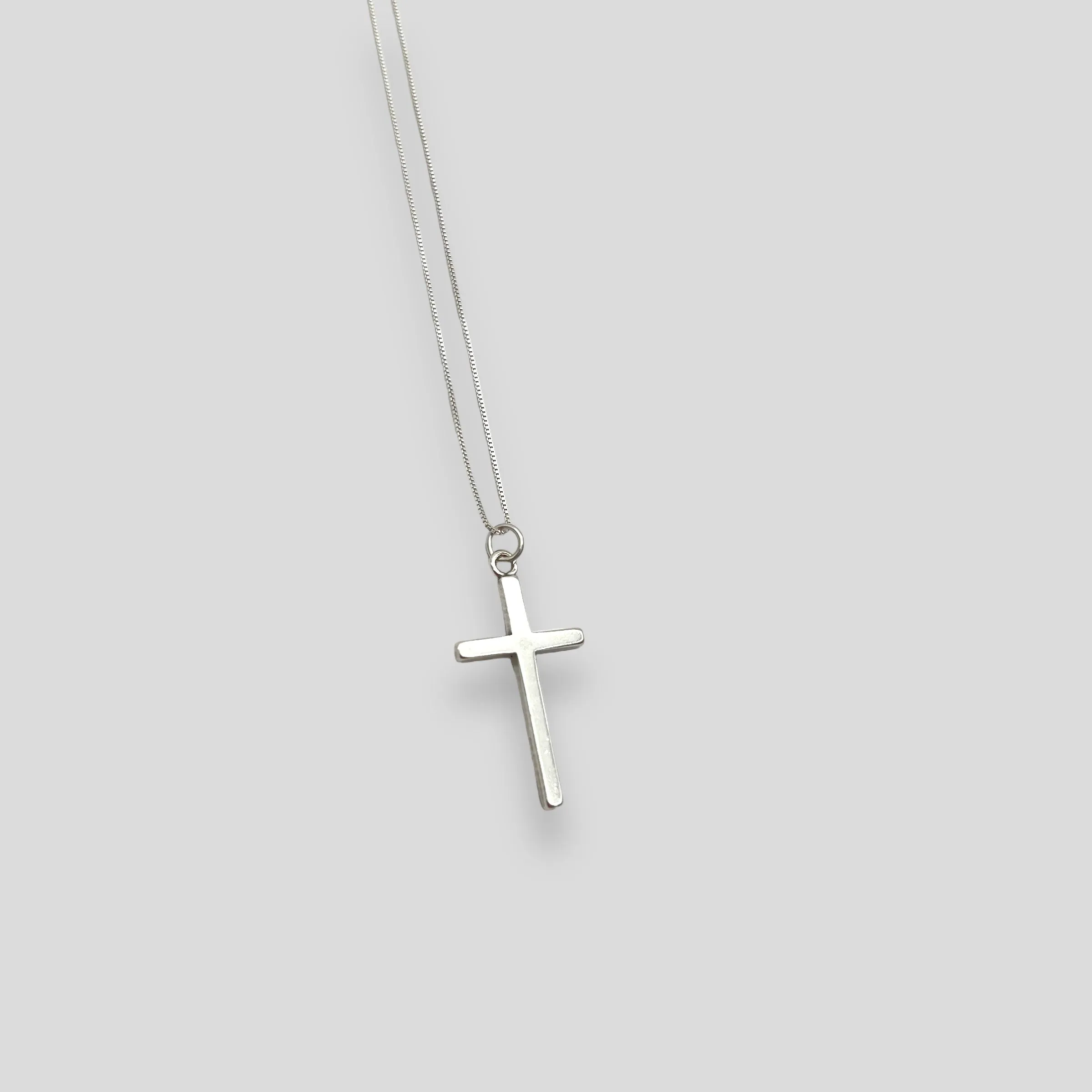 Small Sterling Silver Plain Cross Pendant Necklace