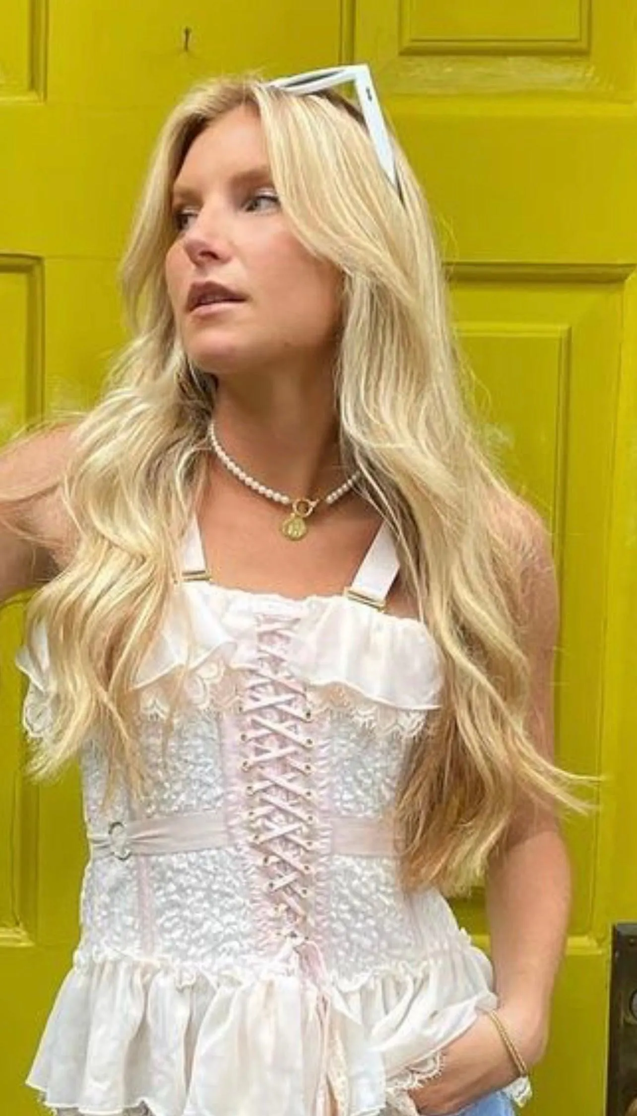 Solid Gold Brigette Pearl Disc Necklace