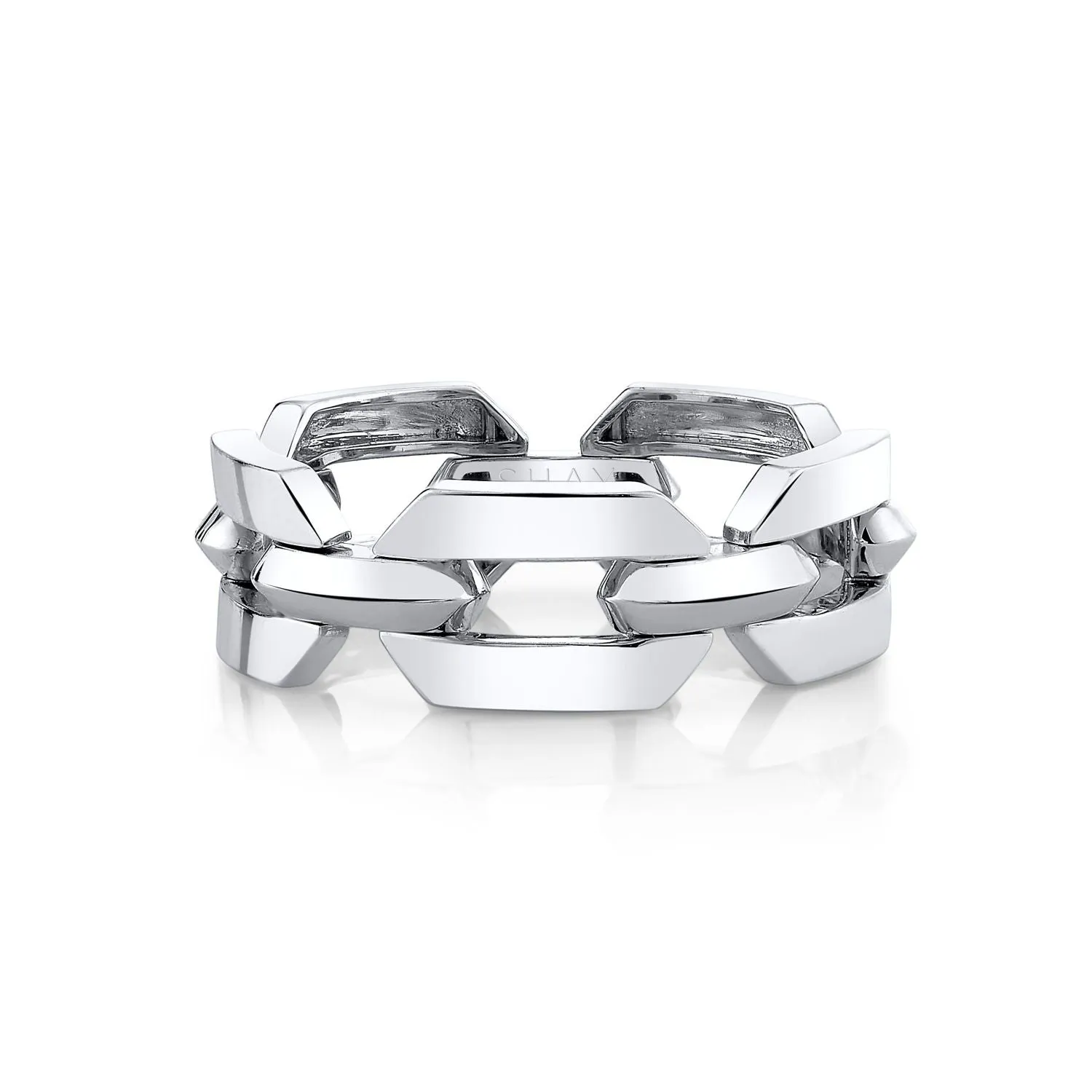 SOLID GOLD FLAT GEO LINK RING