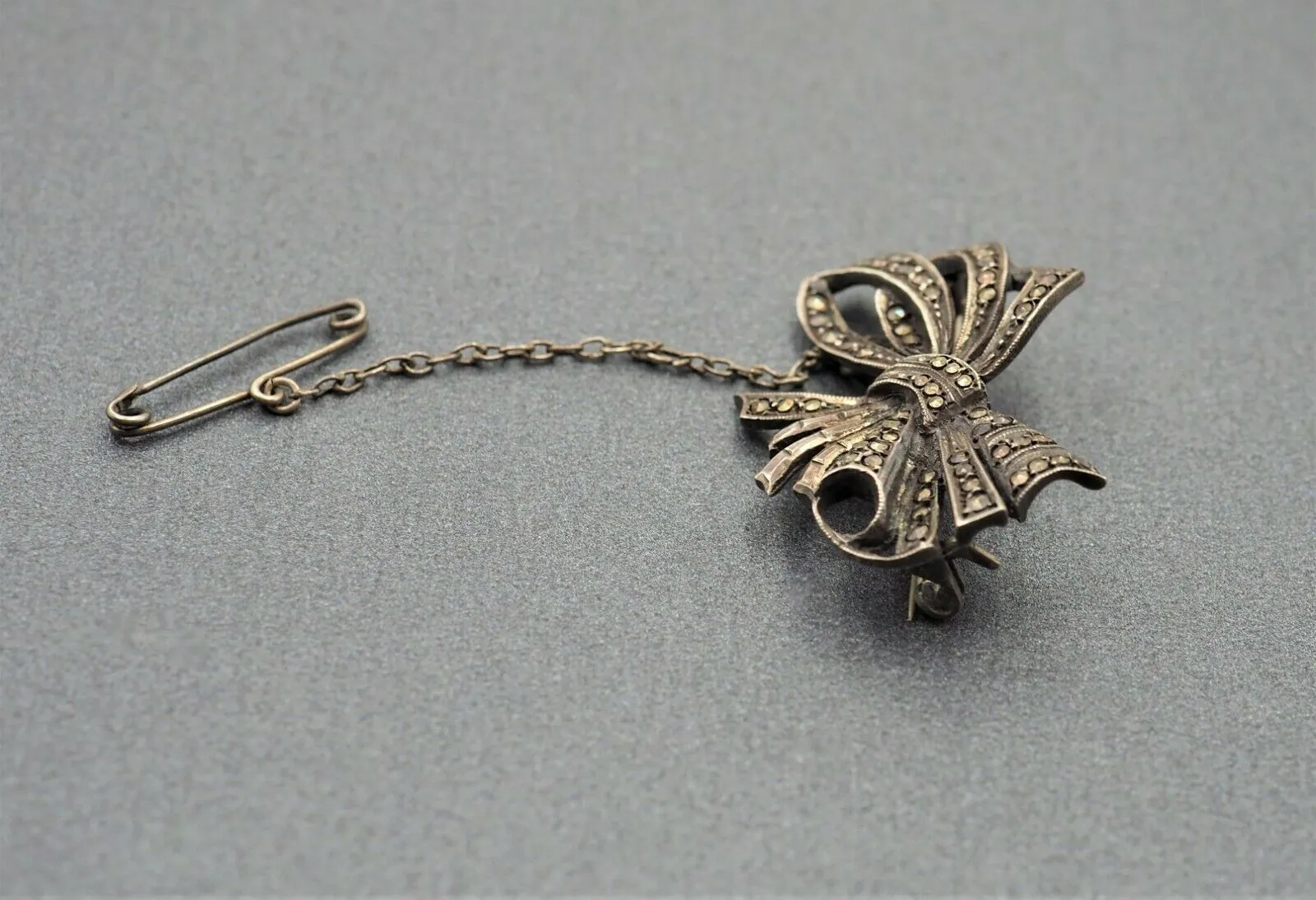 Sterling Silver Marcasite Bow Brooch