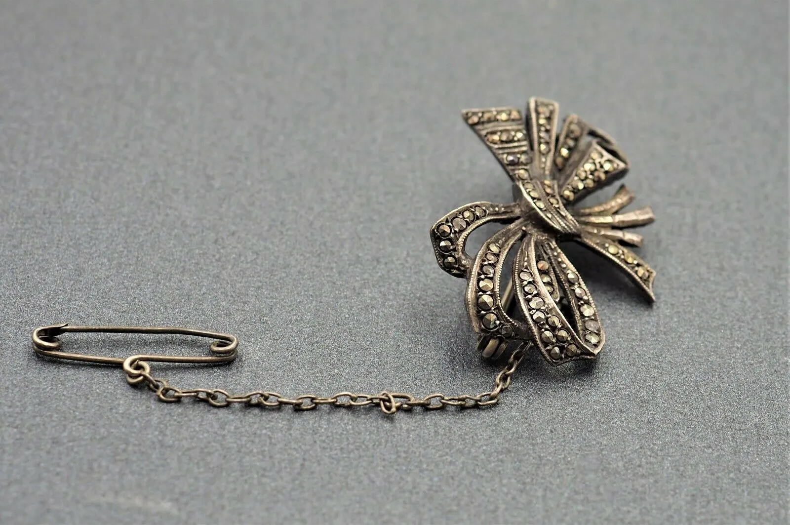 Sterling Silver Marcasite Bow Brooch