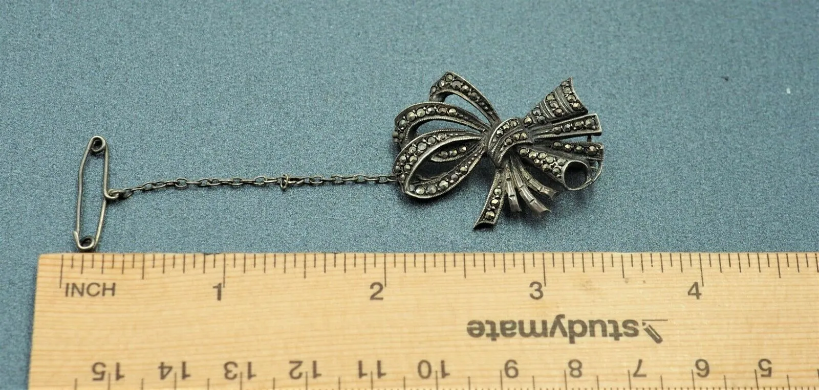 Sterling Silver Marcasite Bow Brooch