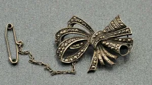 Sterling Silver Marcasite Bow Brooch