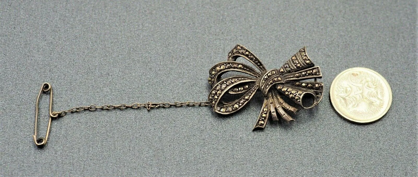 Sterling Silver Marcasite Bow Brooch