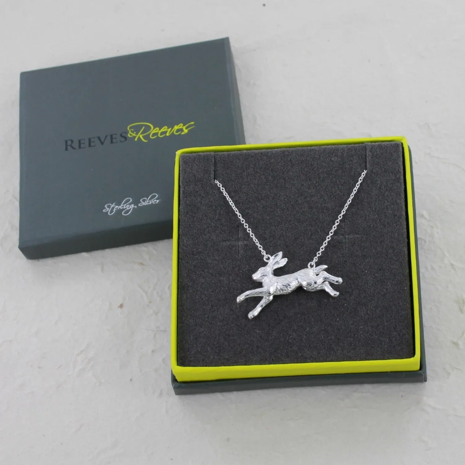 Sterling Silver Running Hare Necklace