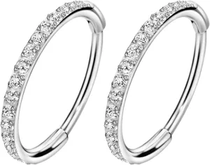 TDEBA 20G 18G 16G Clear CZ Nose Rings Hoop, 316L Surgical Steel Cartilage Earrings Hoop, 5-12mm Daith Helix Rook Tragus Piercing Jewelry, Stainless Steel Earring Silver Conch Piercing Jewelry