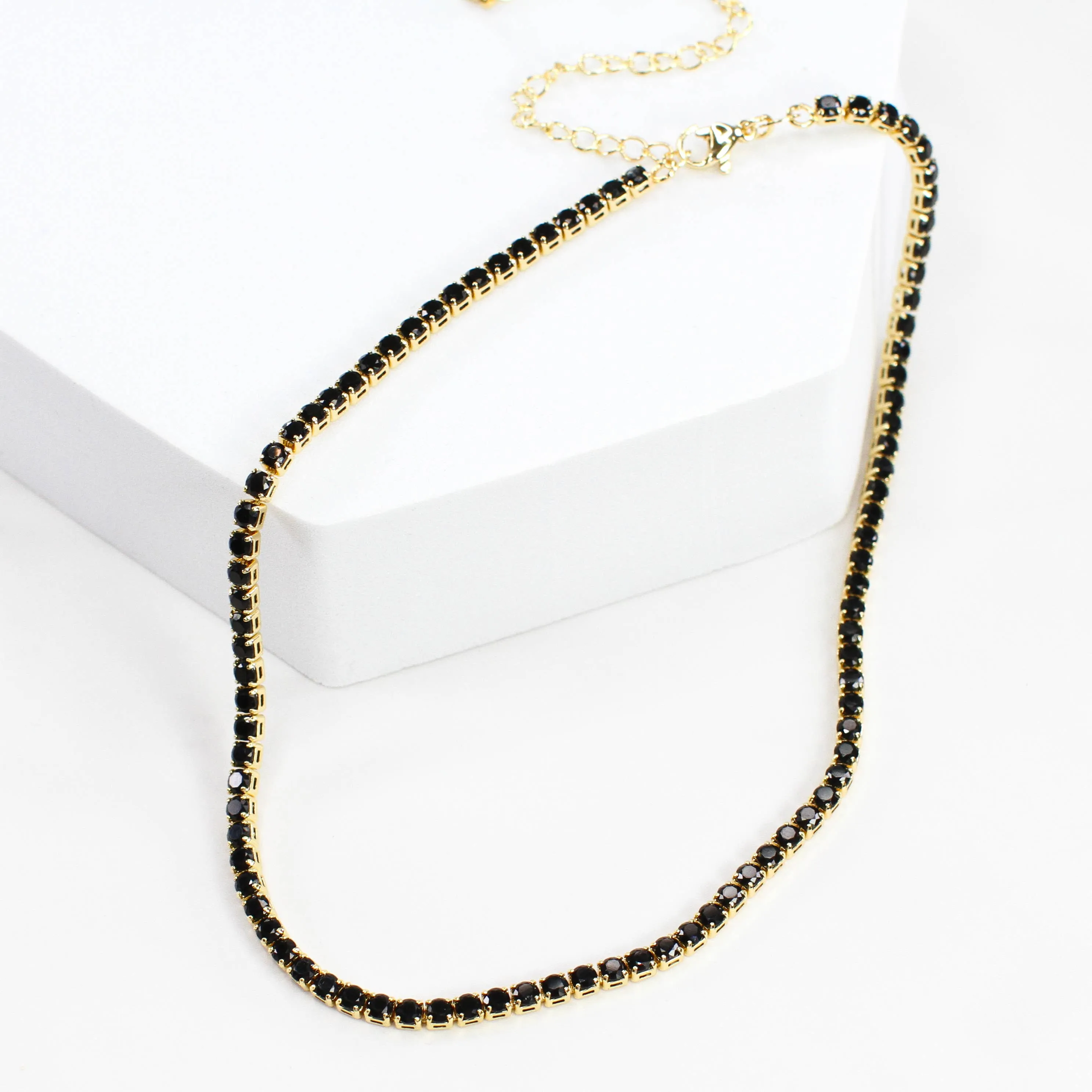 Tennis Black CZ Crystal Necklace