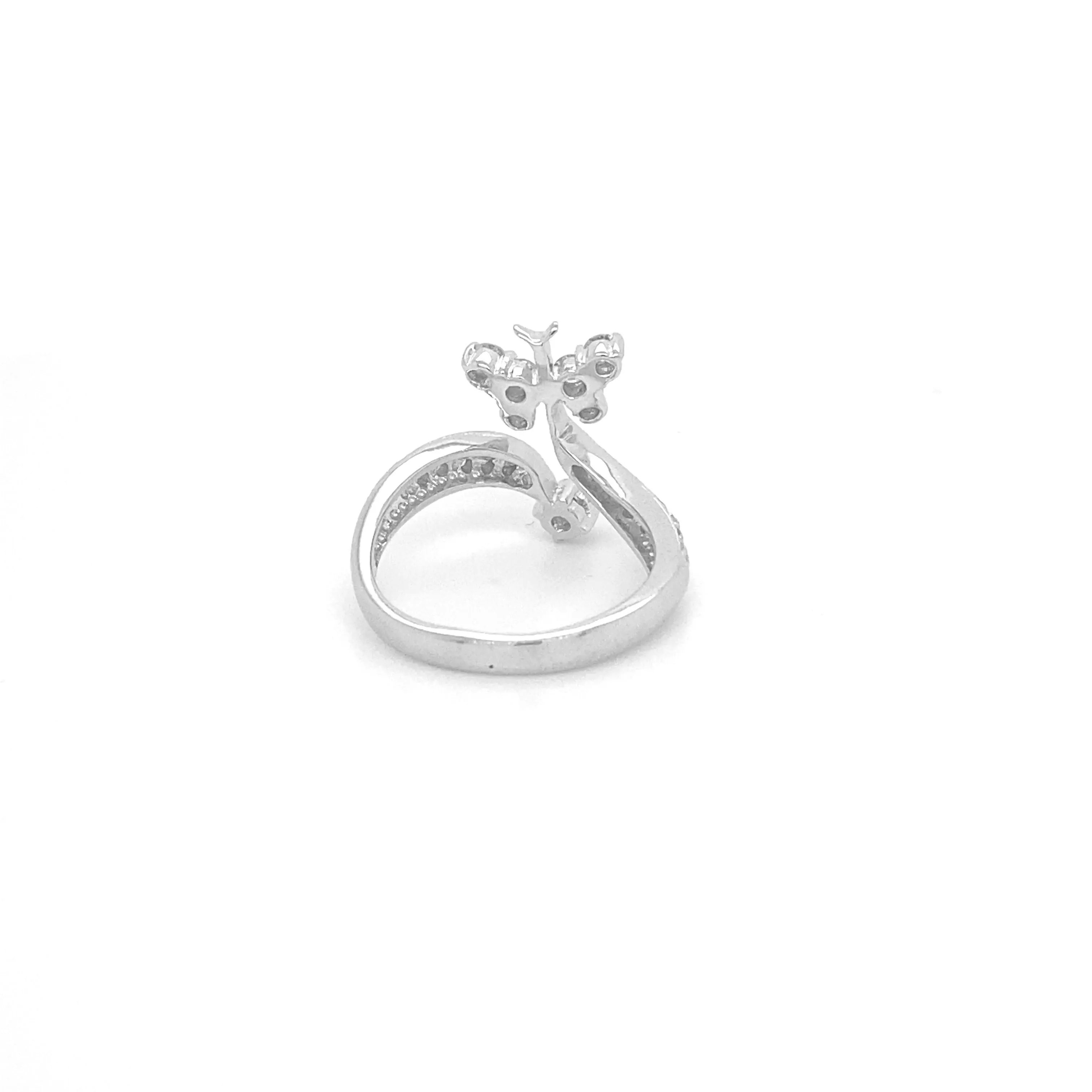 Two Tier Butterfly Diamond Ring White Gold R019