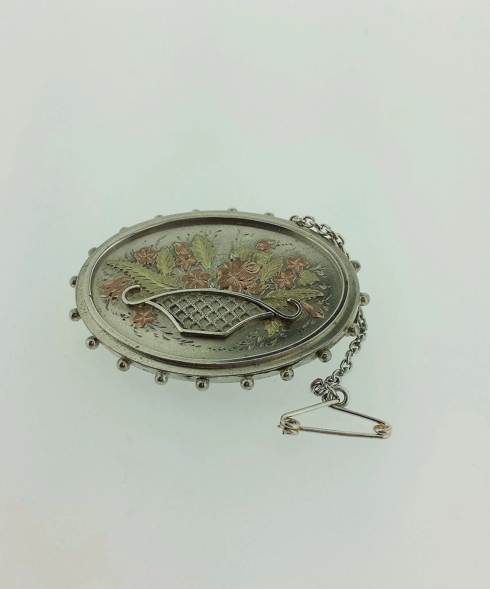 Victorian Handmade Silver & Two-Coloured Gold Brooch