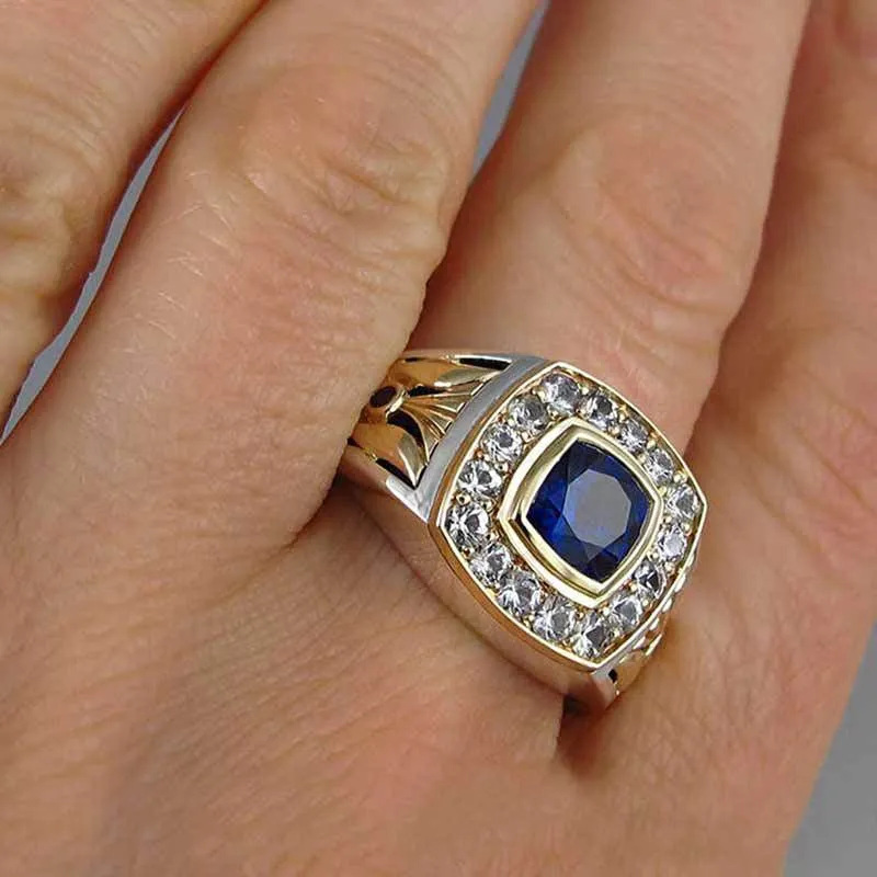 Vintage Men Zircon Square Ring