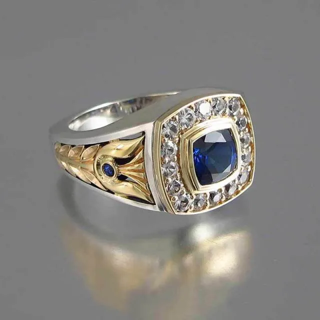 Vintage Men Zircon Square Ring